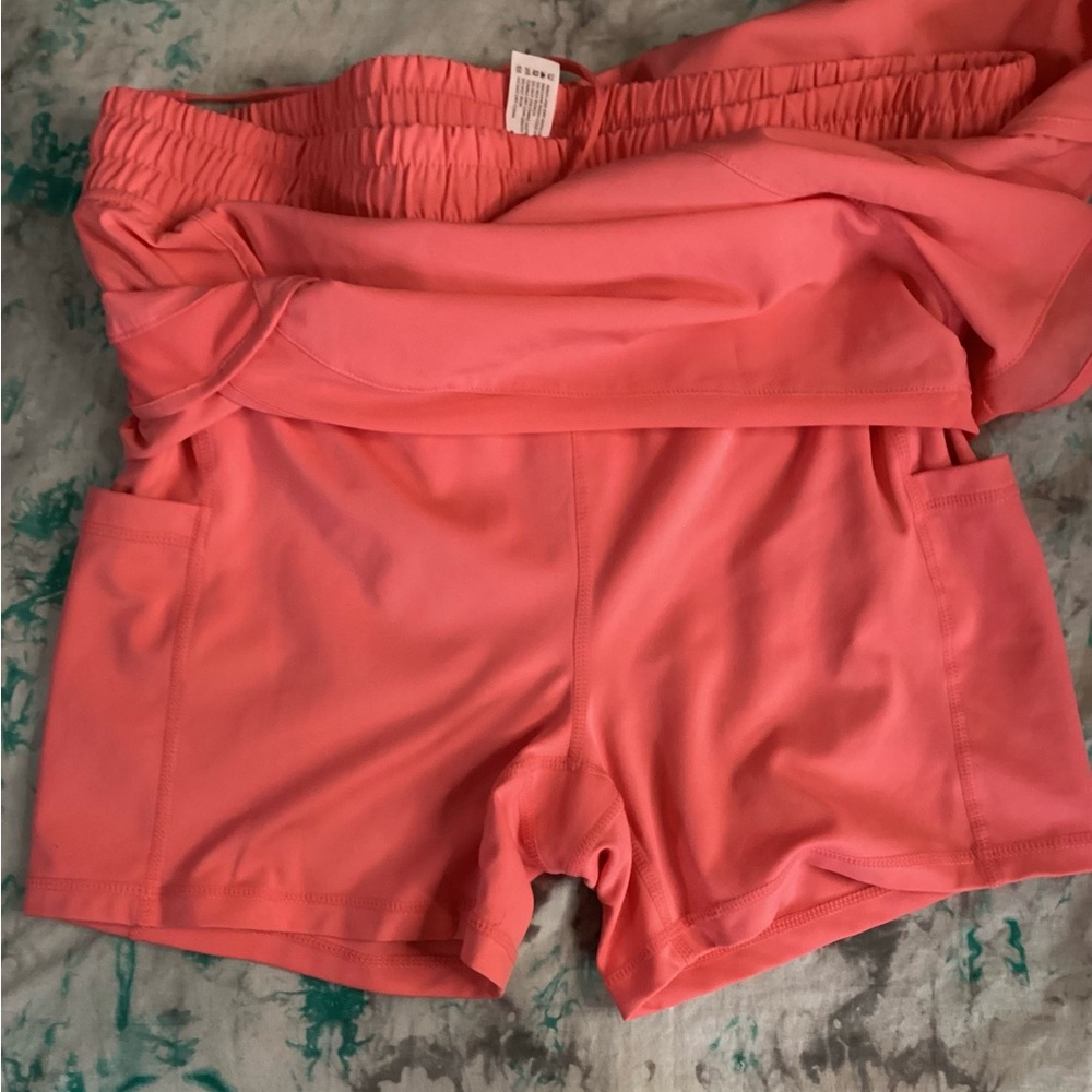 90 Degree By Reflex Vibrant Coral Athletic Shorts L - Picture 10 of 12